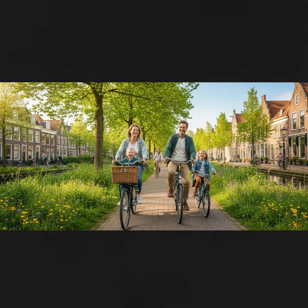 Familie fietst samen door Woerden